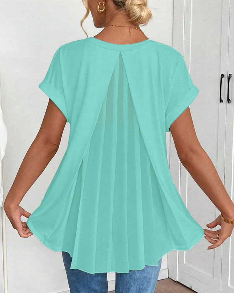 T-SHIRT A MANICHE CORTE TINTA UNITA PATCHWORK