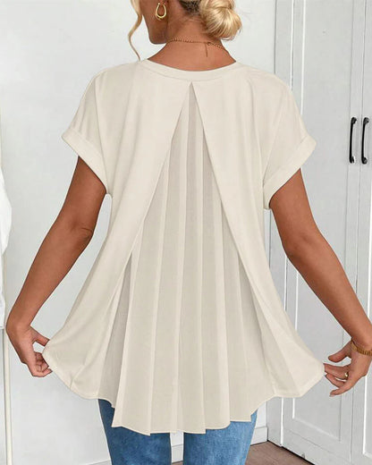 T-SHIRT A MANICHE CORTE TINTA UNITA PATCHWORK