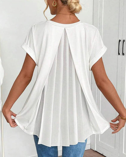 T-SHIRT A MANICHE CORTE TINTA UNITA PATCHWORK