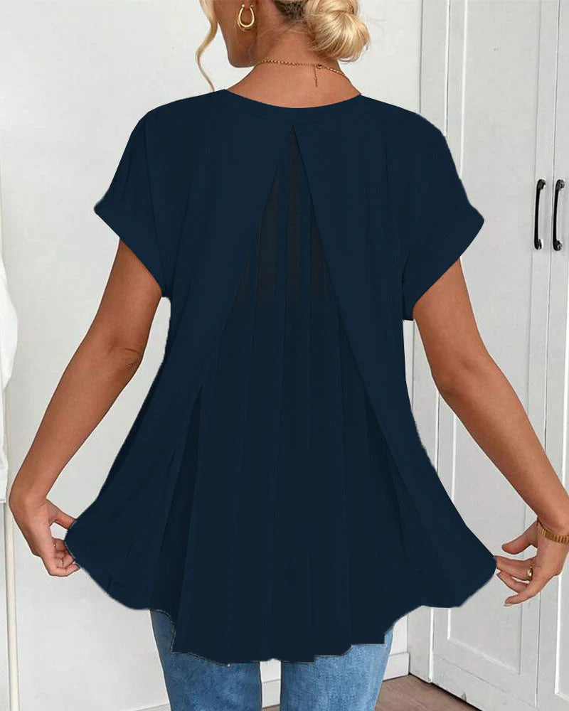 T-SHIRT A MANICHE CORTE TINTA UNITA PATCHWORK