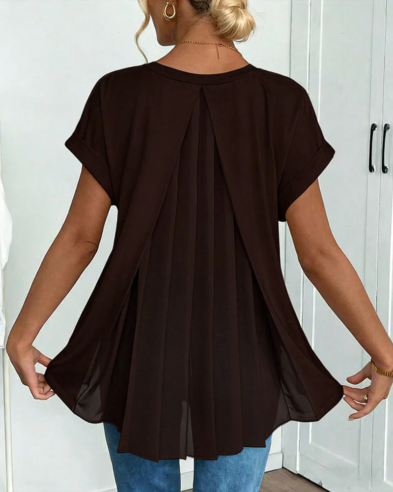 T-SHIRT A MANICHE CORTE TINTA UNITA PATCHWORK
